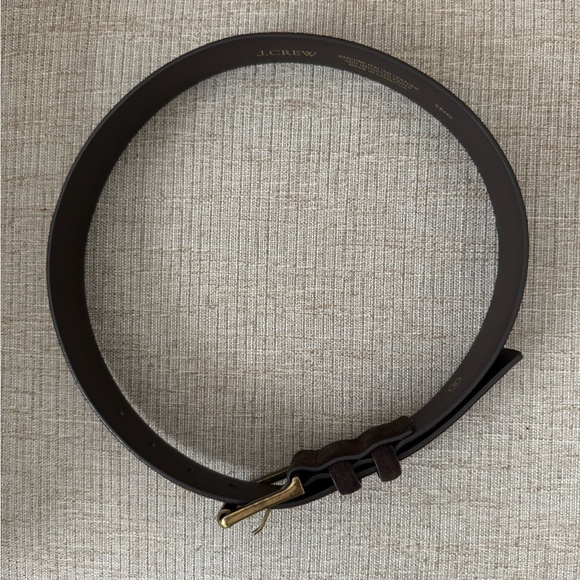 J. Crew Dark Brown Suede Belt with Antique Gold Brass Buckle - XS - Picture 5 of 5